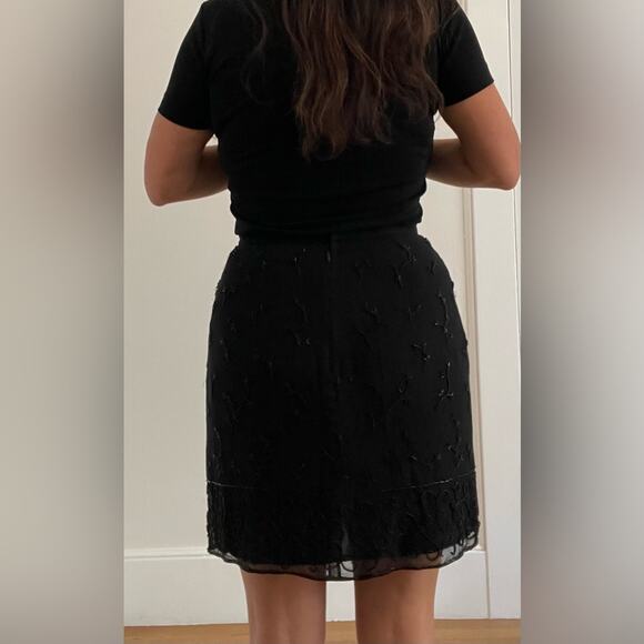 INC Silk black mini skirt lined with beads. Size 4 - Picture 4 of 9